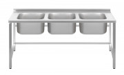 Ванна моечная трехсекционная Luxstahl ВМ3 18/6/8.5 (0.8) без фартука