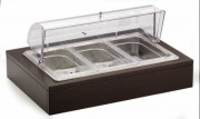 Мармит настольный (чефиндиш) GN1/1 с крышкой Roll-Top, c хладогентом, на дерев.подставке венге 51132