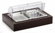 Мармит настольный (чефиндиш) GN1/1 с крышкой Roll-Top, с хладогентом, на дерев.подставке венге 51132