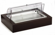 Поднос для нарезки 64х46см h30см, с крышкой Roll-top, с хладогентом, на дерев. основании венге 51130