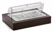 Поднос для пакетированного джема/масла, с крышкой Roll-top, с хладогеном, на дерев. основании венге