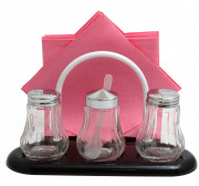 Набор для специй «Волна» (соль, перец, горчичница) + салфетница [129-3]