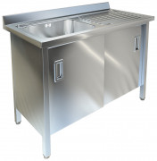 Ванна моечная с рабочей поверхностью и распашными дверками ТЕХНО-ТТ ВМ-35/456 нерж